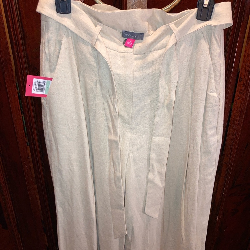 Vince Camuto Beige Pleated Trousers